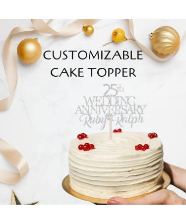 25th Silver Custom Wedding Anniversary with Both Names. Any years any Names Personalised Cake Topper Glitter Card 40th Wedding Anniversary Ruby wedding Anniversary (GLITTER SILVER) - Buy Online on GoSupps.com