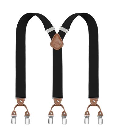 Dresime H se B rs Men's braces for pants with 6 strong metal clips Y-back adjustable braces braces Heavy duty elastic men's braces a-black a