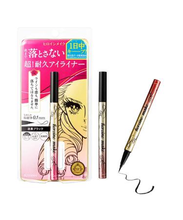 Heroine Make KISSME Prime Liquid Eyeliner (01 Jet Black) Super Waterproof Ultra Fine Tip for Precise Eye Makeup Stay All Day Long