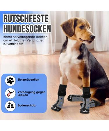 Eyein 3 Pairs Double-Sided Anti-Slip Dog Socks - Soft Pfot Protection with Adjustable Velcro for Hardwood Floors - Black S Size - Buy Online on GoSupps.com