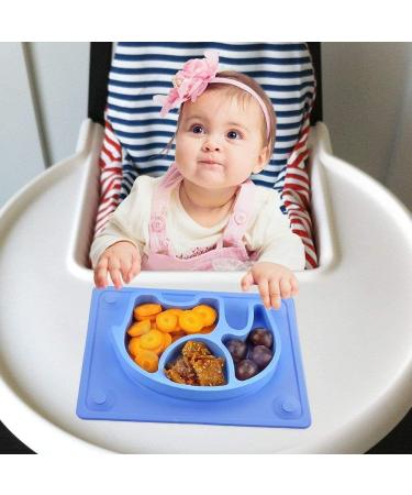 SILIVO Baby Non-Slip Silicone Suction Plate - Blue Elephant Design | Toddler Plate and Placemat for Babies Weaning - Buy Online on GoSupps.com
