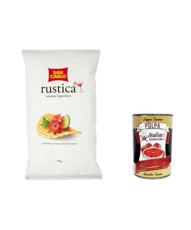 Italian Gourmet E.R. San Carlo Rustica Pack of 6 Salted Potato Chips 300g Potatoes + Italian Gourmet Polpa 400g