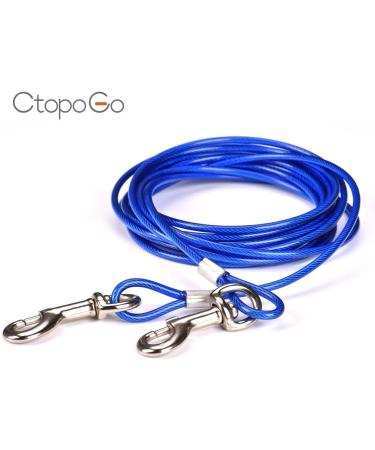 CTOPOGO Dog Tie Out Cables - 10FT/16FT/33FT Heavy-Duty Leash for Dogs Up to 125 lbs - Blue Pet Lead for Small & Medium Dogs - Buy Online on GoSupps.com