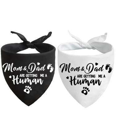 Mom&Dad are Getting me a Human, Gender Reveal Photo Prop Pet Scarf Decorations Accessories Dog Bandana, Pet Accessories for Dog Lovers, Pack of 2