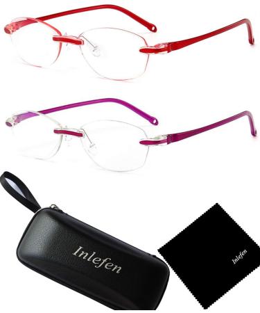 Inlefen 2 Pack Rimless Reader Glasses for Men & Women | Blue Light Blocking Computer Reading Glasses - 250.0 - Buy Online on GoSupps.com