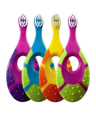 Jordan 6220100 Baby Toothbrush Step 1 with Teething Ring 0-2 years extra soft (random color 6 pieces)