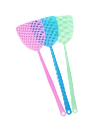 Fly Swatter , 17.5''Plastic Indoor with Durable Long Handle for Indoor/Outdoor/Classroom/Office (3pack , 3color)