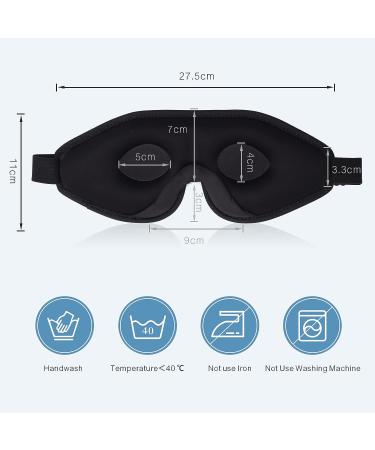 Wellsync 100% Blackout Sleep Mask for Women Men | Comfortable Contoured Eye Cups | 3D Pillowy Soft Light Blocking Eye Mask with Nose Cover | Includes Earplugs | Black - Buy Online on GoSupps.com