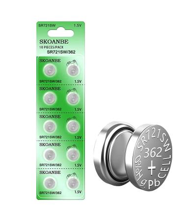 SKOANBE SR721SW 362/361/162 1.5V Button Coin Cell Watch Battery-10 Packs
