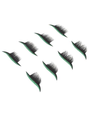 False Eyelashes Sticker Strong Stickiness Thick Eyelashes Easily Use Reusable Sticker for Festivals Party (Green)