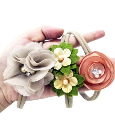ICEBLUEOR 6Pcs Baby Nylon Headbands: Boutique Bows with Hand-Sewn Beads & Flowers for Newborns - Buy Online on GoSupps.com