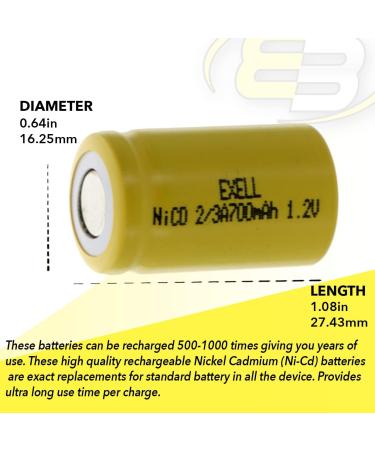 Exell 2/3A 1.2V 700mAh NiCD Rechargeable Battery | Ideal for Smoke Detectors IoT Devices & Security Systems - International Shipping - Buy Online on GoSupps.com