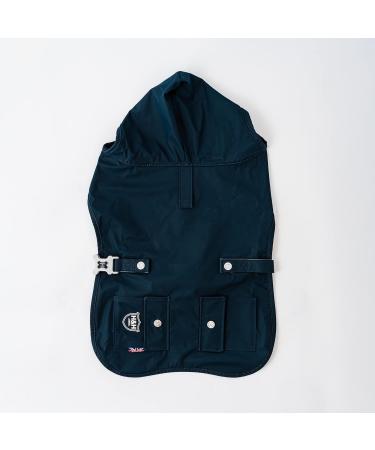 HUGO & HUDSON Dog Raincoat with Hood | Adjustable Waterproof Jacket | Harness Hole | Double Layered with Blue & White Lining | Navy XS - Buy Online on GoSupps.com