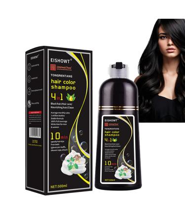 Baorder Black Hair Dye Shampoo 4 in 1 for Gray Hair, Shampoo for Women and Men, Gray Hair Coverage, Instant Hair Color, Natural Plant Shampoo and Long Lasting Color