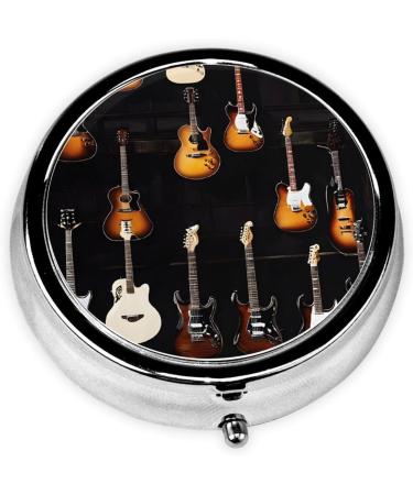 Shop Guitars Printed Mini Round Pill Box | 3 Compartment Travel Organizer | Portable Medicine Case for Home & Office - Buy Online on GoSupps.com