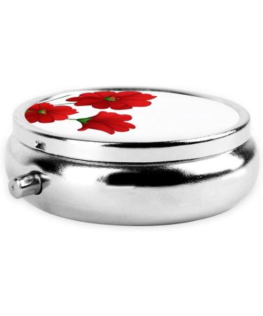 Vivid Poppy Flowers Mini Round Pill Box - 3 Compartment Travel Organizer for Medicine & Vitamins | Portable Pill Case for Home & Office - Buy Online on GoSupps.com