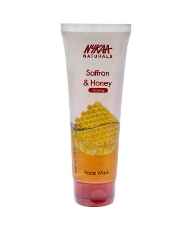 Nykaa Naturals Face Wash Saffron and Honey 3.38 oz - Moisturizing Face Cleanser - Removes Makeup - Provides Sun Protection - Non-Drying Skin Care Saffron and Honey 3.38 Fl Oz (Pack of 1)