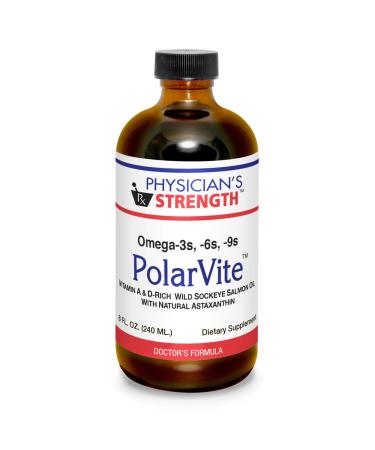 Physician's Strength PolarVite - 8 fl oz - Vitamin A & D Wild Sockeye Salmon Fish Oil with Natural Astaxanthin
