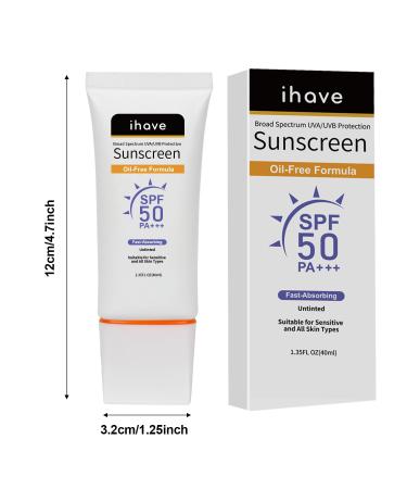 iHave Face Sunscreen - Travel Size SPF 50 | Broad Spectrum UVA/UVB Protection | Oil-Free & Fast-Absorbing Sunblock for All Skin Types - Buy Online on GoSupps.com