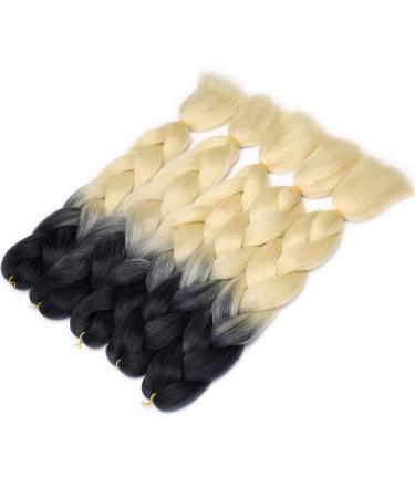Buy Braids Extensions - Kanekalon Crochet Hair 5pcs 60cm Colorful Black & Light Blonde - Shop Quality Synthetic Hair for International Shipping! - Buy Online on GoSupps.com