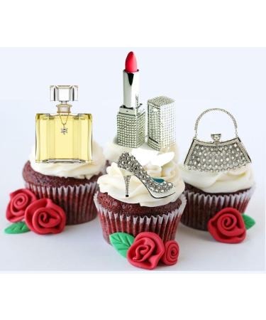 BLING Lipstick MakeUp Shoe Handbag 20 FLAT RICE CARD STAND UP FAIRY CAKE TOPPERS - Buy Online on GoSupps.com