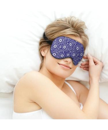 Blue Paisley Sleep Mask for Women | Adjustable Eye Shades & Comfortable Elastic Strap - Buy Online on GoSupps.com