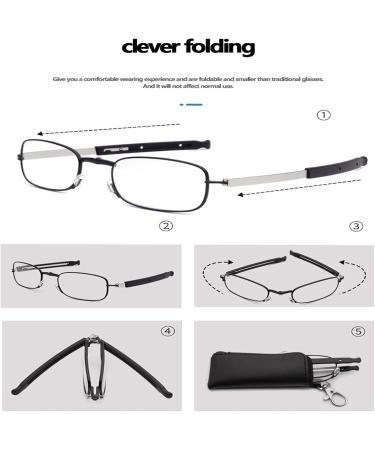 Folding Reading Glasses with Keychain - Portable Anti-Blue Light for Men & Women | Ideal for Middle-Aged & Elderly - 4.3x1.0x1.7in Black - Buy Online on GoSupps.com