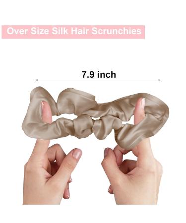 Apricot Oversized Silk Scrunchies - Elastic Satin Hair Ties for Frizz Prevention and Breakage - Buy Online on GoSupps.com