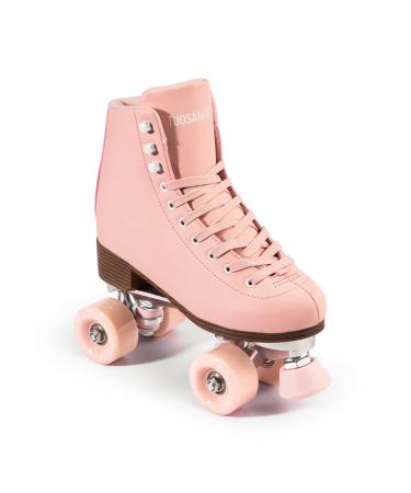 Tuosamtin Roller Skates for Women/Youth with Height Adjustable stoppers Retro Quad Roller Skates for Outdoor and Indoor 8 Pink