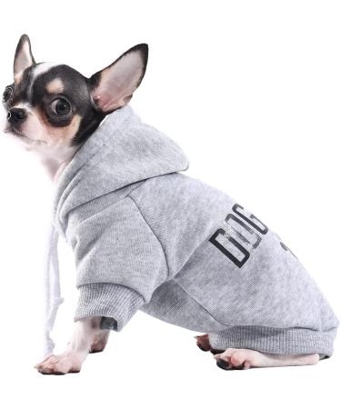 Piaite Grey Chihuahua Dog Hoodie | Winter Small Dog Sweatshirt with Leash Hole | Warm Pet Clothes for Puppy | Dog Sweater Coat Clothing - Navy - Size L - Buy Online on GoSupps.com