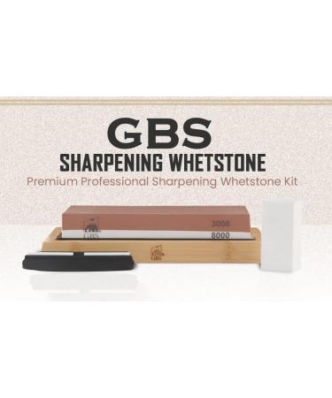 G.B.S Whetstone Knife Sharpening Stone 2 Sided and Shaving Set - Straight Razor Honing Strop Leather Case Ceramic Mug Shaving Brush - Ivory - Buy Online on GoSupps.com