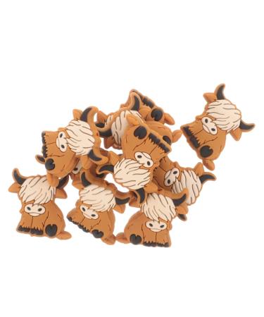 BETOOKY 10pcs Highland Beads Animal Beads Silicone Beads Silica Gel Teether Cute Baby Light Brown