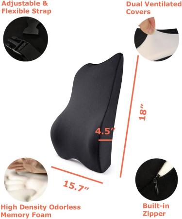 Tektrum Orthopedic Lumbar Cushion for Back Pain Relief - Ergonomic Support for Home Office & Car Seat - Improve Posture - Black (015-A - Buy Online on GoSupps.com