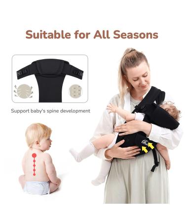 SpringBuds 4-in-1 Ergonomic Baby Carrier with Head Support - Front and Back | Black - Buy Online on GoSupps.com