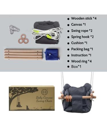 Baby Canvas Hanging Swing Seat - Secure Indoor & Outdoor Hammock Toy in Grey/Dark Grey - Buy Online on GoSupps.com