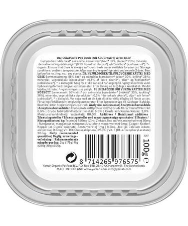 Yarrah Organic Cat Food Pate - Beef & Chicory 100g (Pack of 16) - Premium Quality International Shipping - Buy Online on GoSupps.com