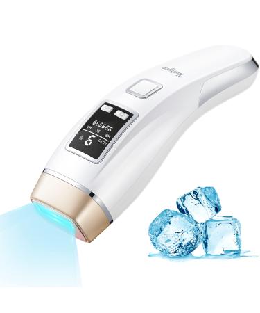 Yachyee Laser Hair Removal Device for Women and Men Permanent with Ice Cooling Function IPL Hair Removal at-Home Upgraded to 999,999 Flashes for Face Armpits Legs Arms Bikini Line White