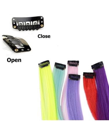 Rainbow Highlights Hair Clip - Long Straight Pink Synthetic Wig | Fashionable Hair Stripes - Buy Online on GoSupps.com