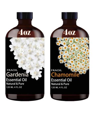 Gardenia Essential Oil and Chamomile Essential Oil 4 Fl Oz 120ML for Diffuser Humidifier Yoga Cleaning DIY Candle Soap Making Perfume Gift for Women Essential Oils