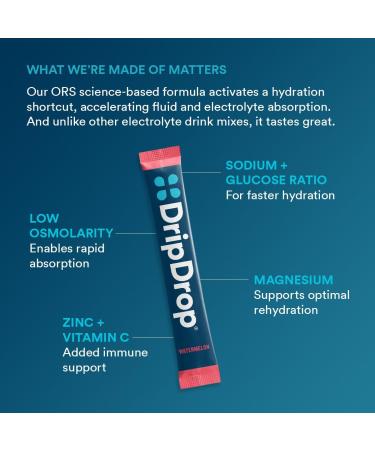 DripDrop Hydration - Electrolyte Powder Packets - Watermelon Berry Lemon Orange Fruit Punch Grape Strawberry Lemonade Cherry - 64 Count - Buy Online on GoSupps.com