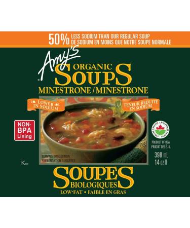 Amy s Kitchen Organic Minestrone Soup Light in Sodium Vegan Dairy-Free Lactose-Free Soy-Free Corn-Free Tree Nut-Free Kosher Plant-Based 12-pack (398ml per can) - Buy Online on GoSupps.com