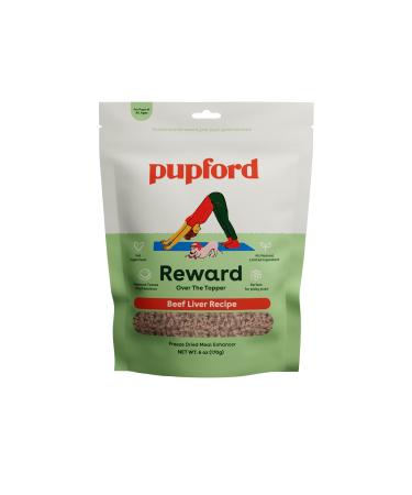 Pupford Over the Topper - Freeze Dried Meal Toppers for Dogs & Puppies of All Ages | Minimal Ingredients, Made in the USA | A Delicious & Savory Food Topper for Picky Dogs to Improve Nutrition & Taste Beef Liver