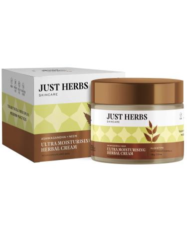 Just Herbs Organic Herbal Nourishing Facial Massage Cream With Ashwgandha & Sandalwaood for Men & Women - Suitable for Normal to Dry Skin 100g