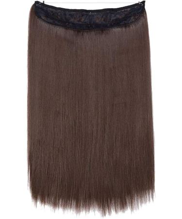 Hair Extensions no Clip Invisible Wire Adjustable Secret Rubber Band Hairpiece Real Natural Synthetic Fibre Hair 16 inch Straight Medium Brown - Buy Online on GoSupps.com