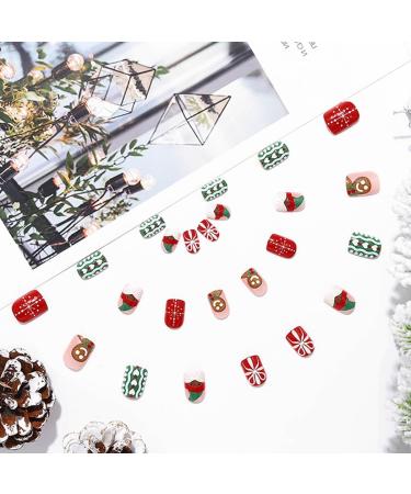 Brishow Christmas False Nails - Snow Press on Nails | Christmas Tree Stick on Nails | Antler Short Red Fake Nails - 24pcs for Women and Girls - Buy Online on GoSupps.com