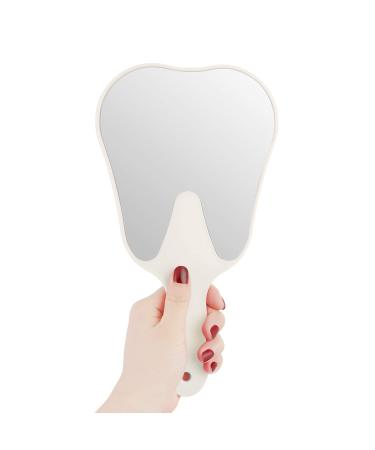 Annhua Handheld Mirrors with Handle Small Face Mirror  Tooth Shaped Hand Mirror Makeup  Used for Dentist Office  Clinic  Bathroom  Barber and Salon - White