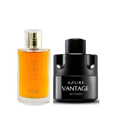 Choco Musk&Azure Vantage Intense Men s Cologne-Rich Chocolate & Musk Eau De Toilette Long-Lasting Scent Perfume for Men Elegant Bottle 3.4 Fl Oz Fragrance for Refined Occasions Choco Musk&Azure Vantage Intense 2.53 Fl Oz (Pack of 2)