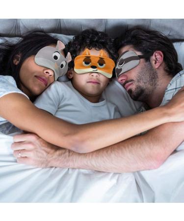 Kids Cute Sleep Eye Mask 3 Pack for Boys/Girls - Cartoon Animal Blindfold Set for Men Women - Perfect for Travel, Game Nap, Night Sleeping - Buy Online on GoSupps.com