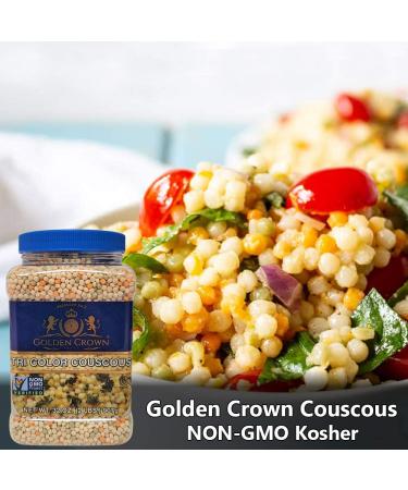 Golden Tri Color Couscous - 100% Natural Non-GMO Pearled Noodles for Mediterranean Salads, Soups & More - 32 Oz - Buy Online on GoSupps.com