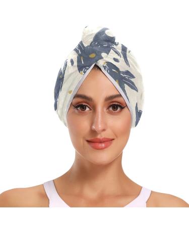 Abstract Rabbit Painting Hair Towel 2 Pack Super Absorbent Hair Drying Towel Quick Dry Hair Turbans Head Towel with Button Twisty Wrap for Women Girls